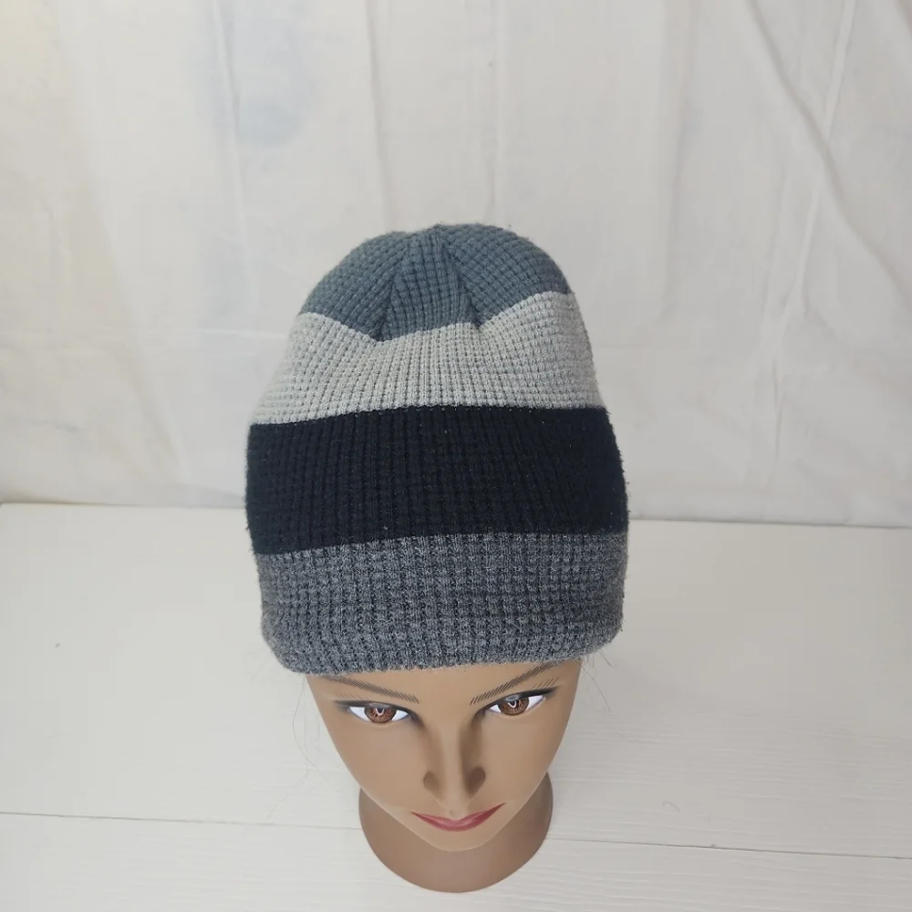 🎁Color Block Casual Solid Unisex Beanie Knitting Hat Winter Black Gray One Size - Picture 2 of 14